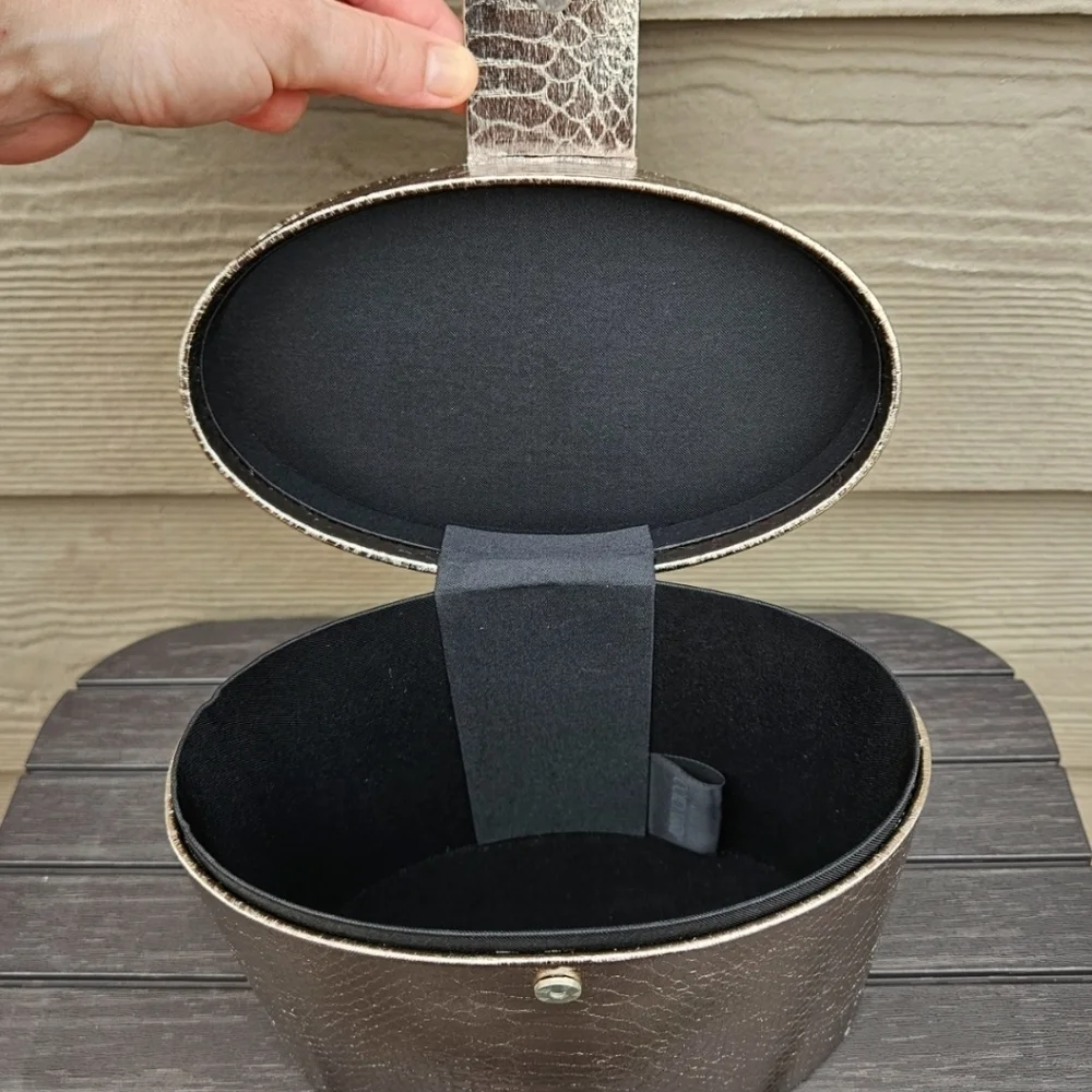 Jimmy Choo Metallic Bronze Snakeskin Cosmetics Vanity Case Lined and Felt Bottom